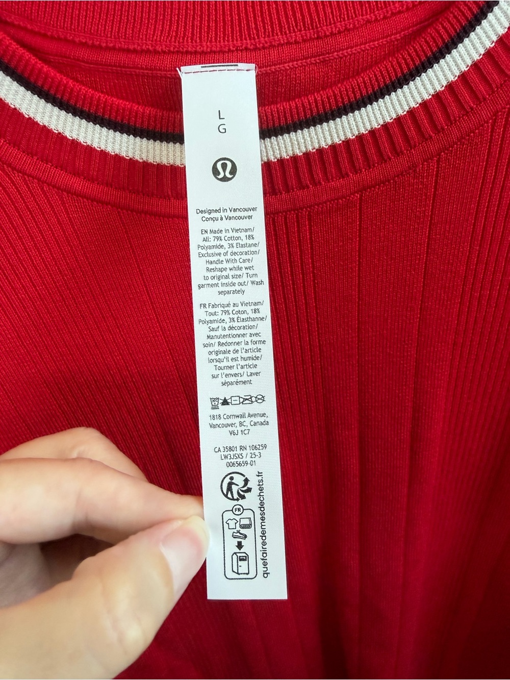 lululemon Cotton-Blend Long-Sleeve Crew lulu Red/Goodnight Plum/Light Ivory - Picture 8 of 9
